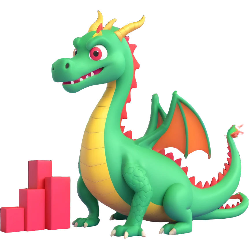 A dragon looking at Moscow stock exchange charts emoji