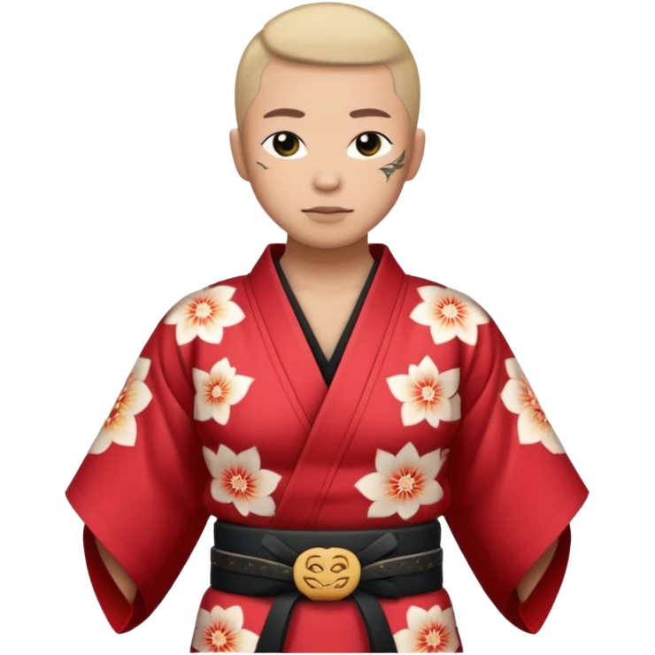 kimono with tatooed, half body to belt emoji
