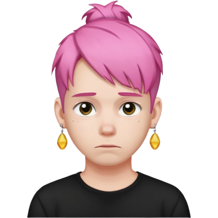  bun haired with earrings pink hair guy sad emoji
