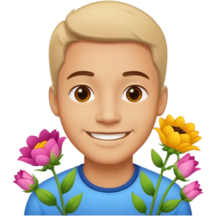 Man flowers at bottom emoji