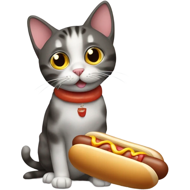 a cat eating a hot dog  emoji