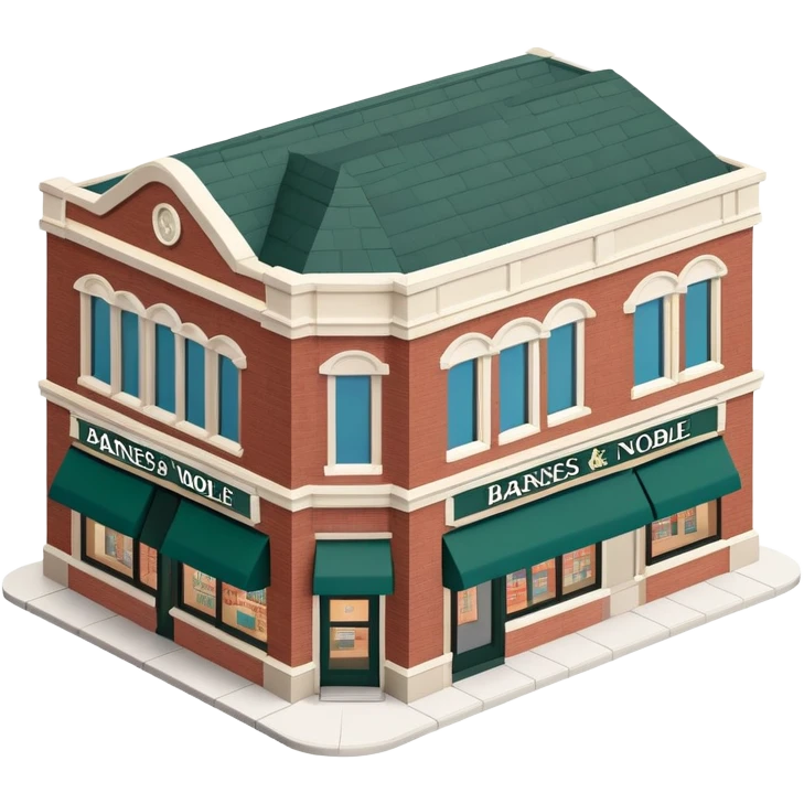 Barnes & Noble bookstore exterior, isometric dollhouse-style, highly detailed  emoji