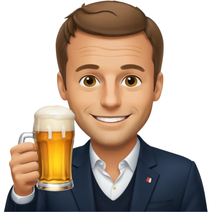 Macron qui boie une biere emoji