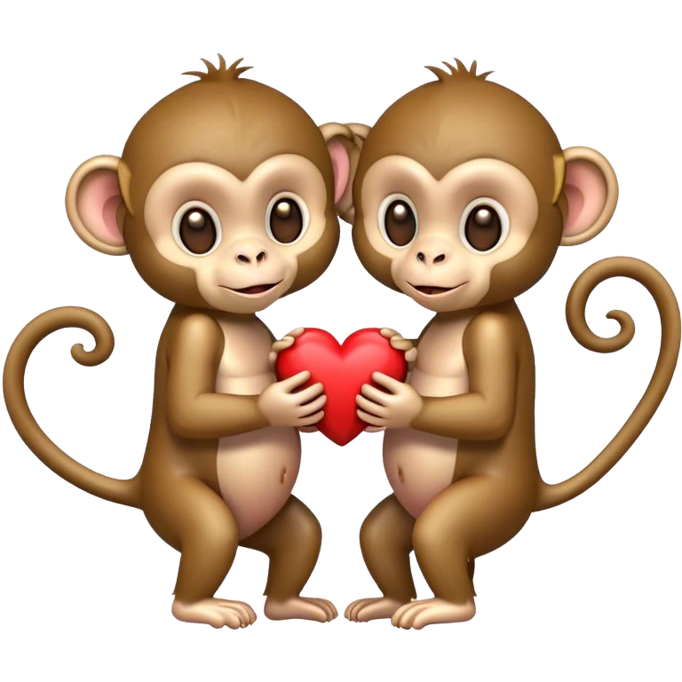 two monkeys holding a heart emoji
