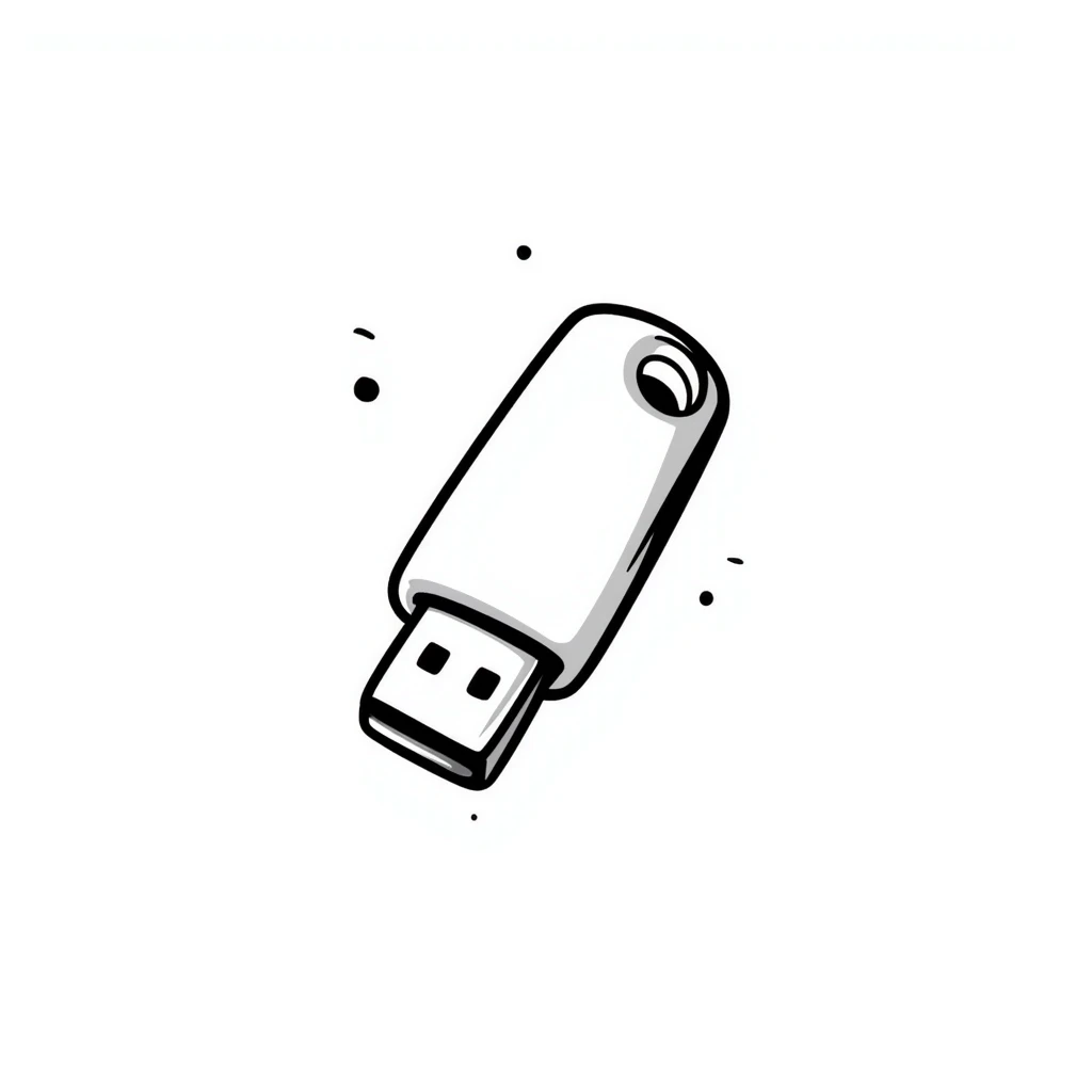 Hand drawn USB flash drive storage device with connector emoji