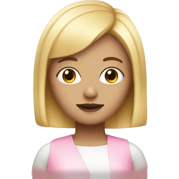 white woman with a blonde and pink bob with a fringe emoji