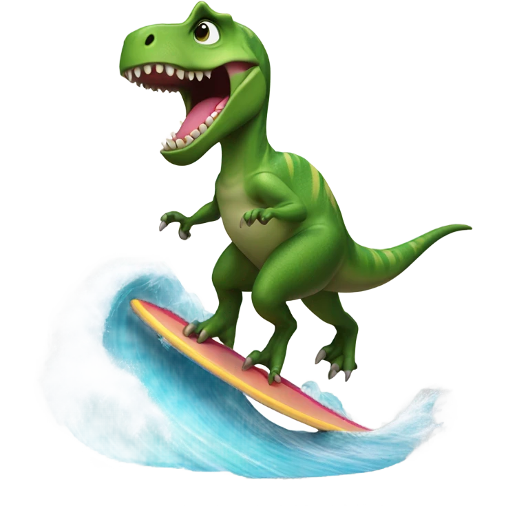 Dinosaur surfing emoji