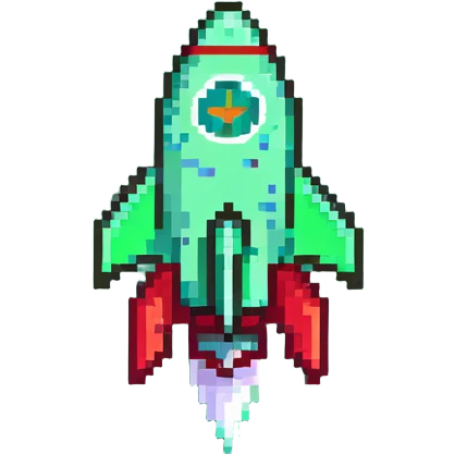 Prominent green checkmark emoji (iOS style) with a tiny rocket ship flying diagonally in the bottom right corner emoji