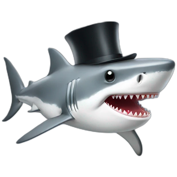 Shark with a top hat emoji
