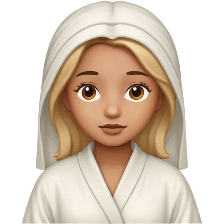 girl having facial wearing white robe, light brown colour emoji