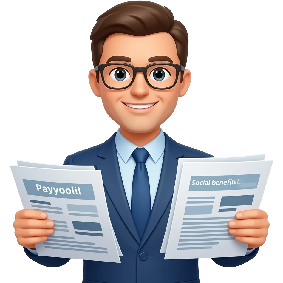 persona de nomina y prestaciones sociales  con documentos emoji