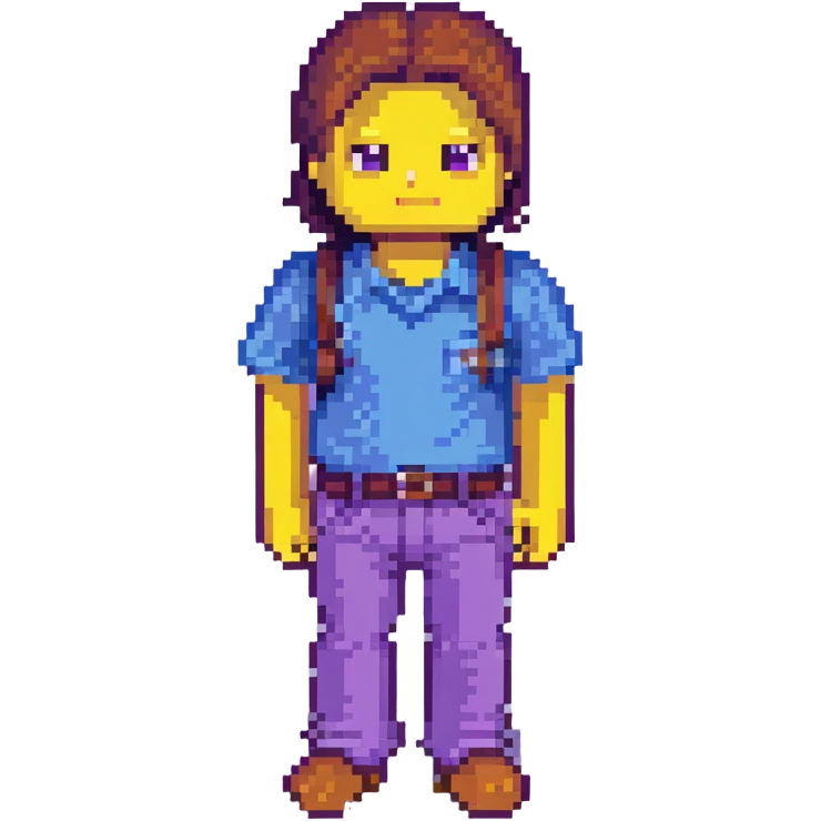 Steve from Minecraft, blocky character with blue shirt and purple pants emoji