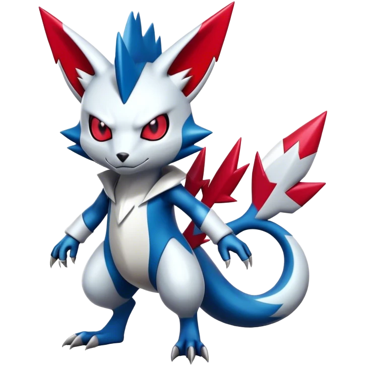 Cool Edgy Badass Shiny Futuristic Digimon-Sneasel-Zangoose-hybrid full body emoji