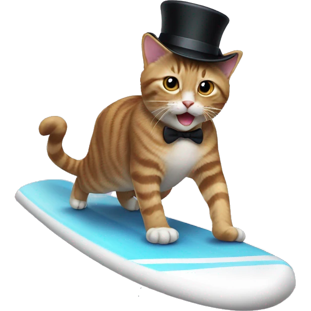 cat surfing with top hat  emoji