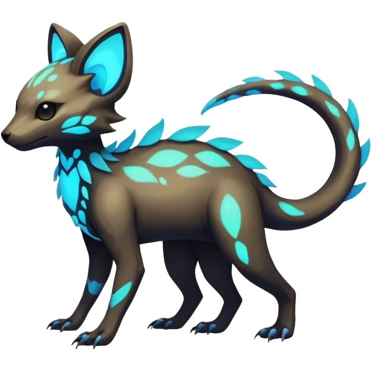 Rare realistic dark-neon glowing bioluminescent edgy badass epic pretty beautiful handsome gorgeous aesthetic colorful vibrant Vernid-Trico-species-Fakemon-creature by LiLaiRa, 4 legs, 1 tail, random markings, (full body) emoji