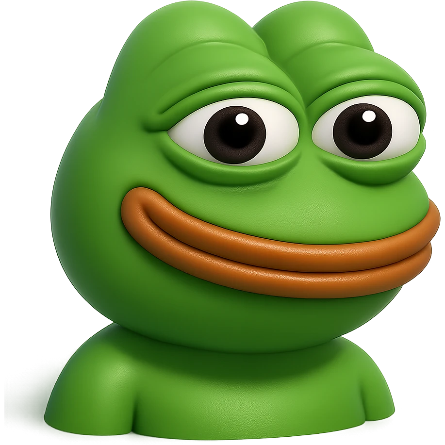make a pepe in bright green smiling and looking straight at the camera in 3d style, good highlights and shadows, drop shadows

pepe in
- 3d style
- bright green
- smiling
- looking straight at the camera
- good highlights and shadows emoji