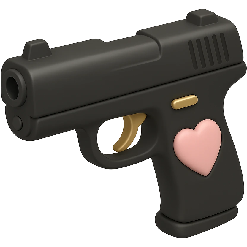 Pink heart pistol, remove background emoji