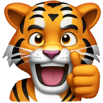 Mean tiger thumbs up emoji