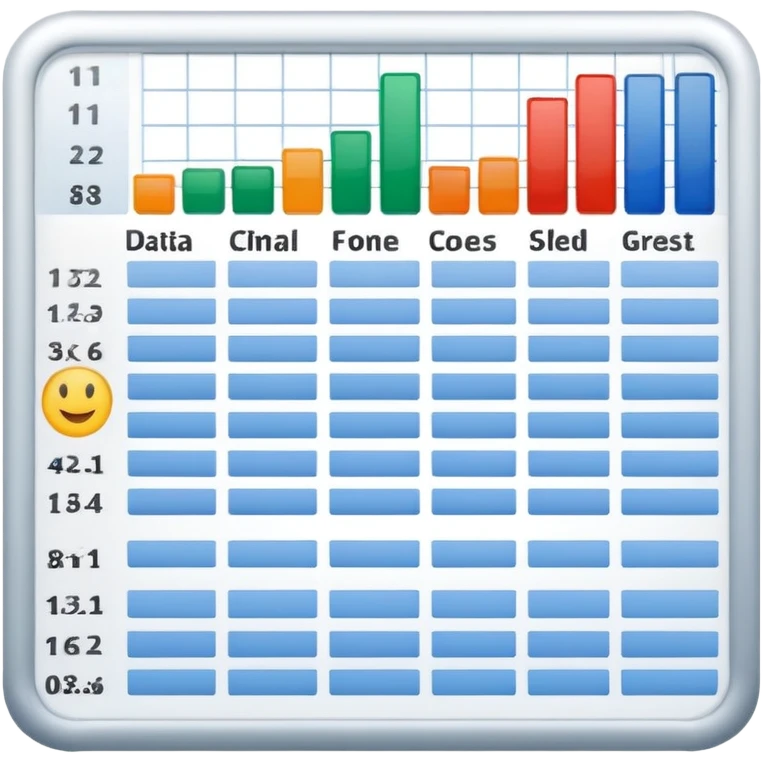 spreadsheet with data cells and formulas emoji