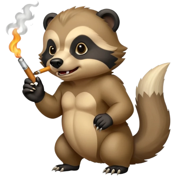 honey badger smoking a cigarette chasing a bear emoji