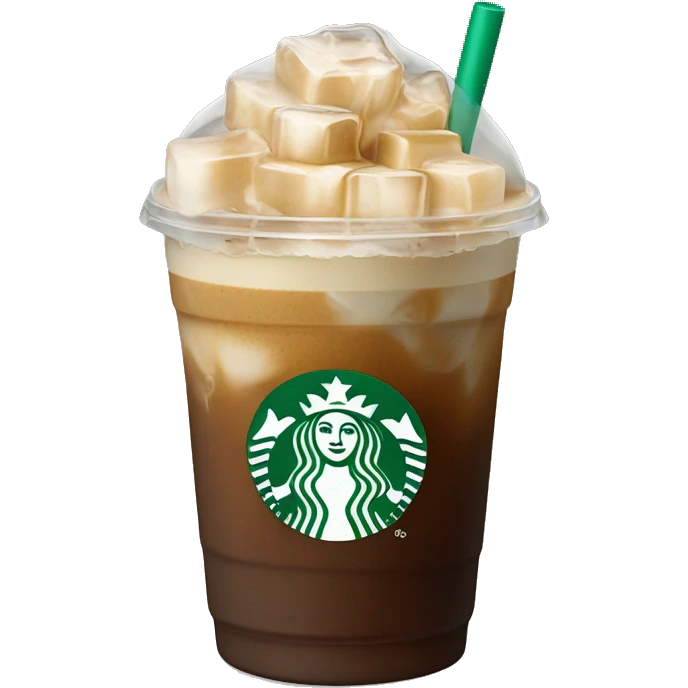 Starbuck ice coffee with ice cubes emoji