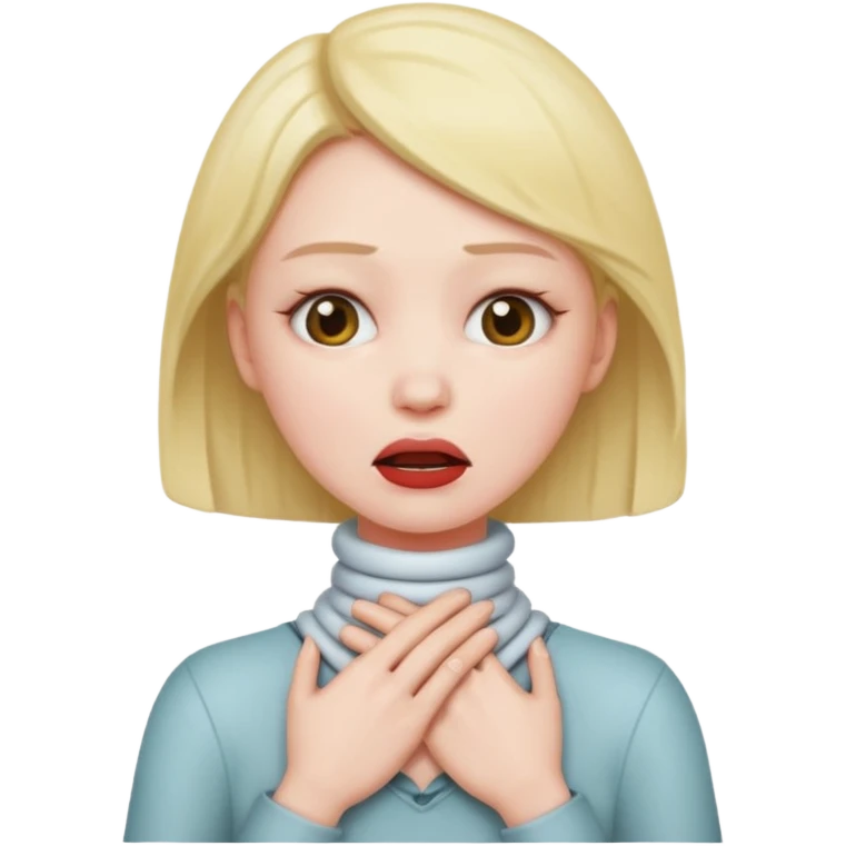 Woman with hands around neck chocking emoji
