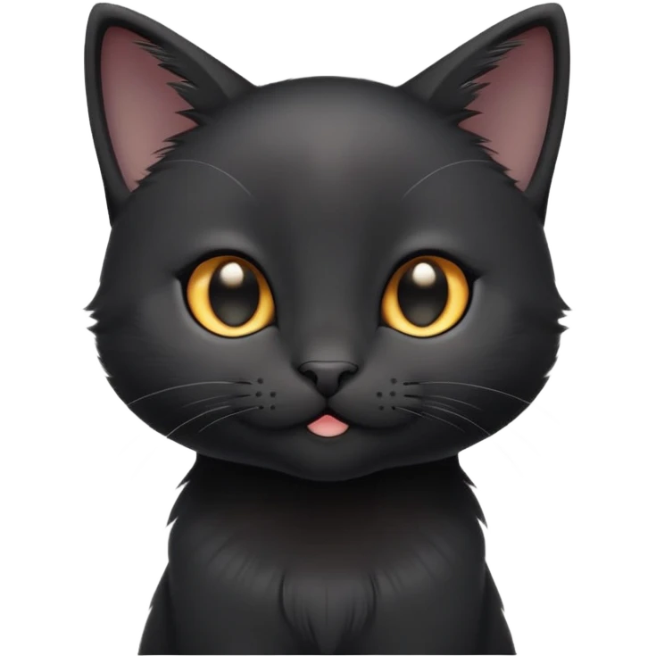 cinematic-cute-black-kitten cat-portrait-emoji,-head-tilted-playfully-and-inquisitively,-sleek-black-fur-with-subtle-hints-of-deep-gray,-simplified-yet-adorable-features,-highly-detailed,-glowing-with-a-warm,-friendly-glow emoji