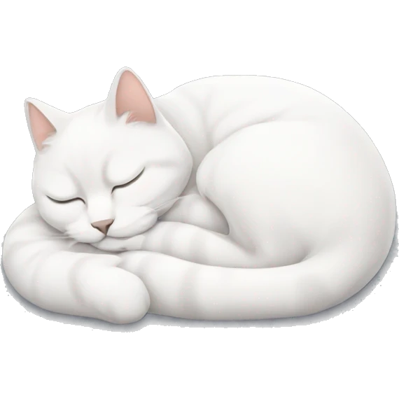 A white curled up cat napping emoji