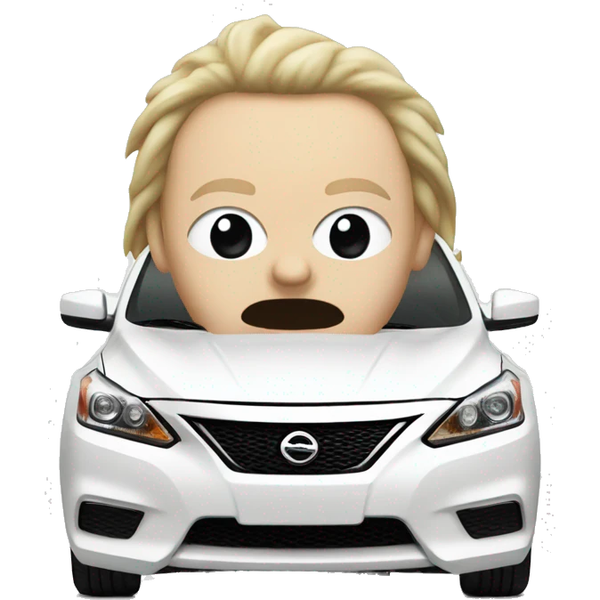 Aggressive white Nissan Sentra emoji
