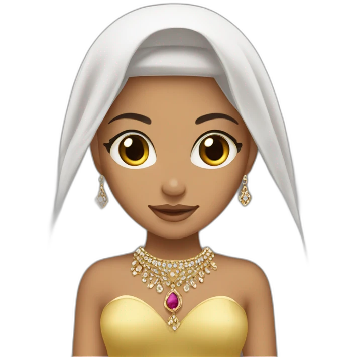 princesse arab brown hair jewerlery dress emoji