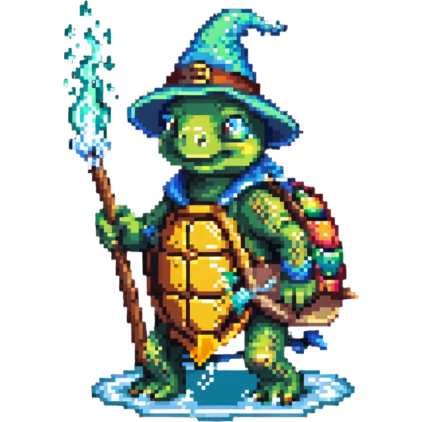 turtle wizard with water magic emoji