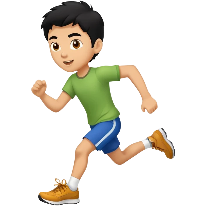 A fast-footed Latin American boy with black hair, running in high-speed shoes emoji