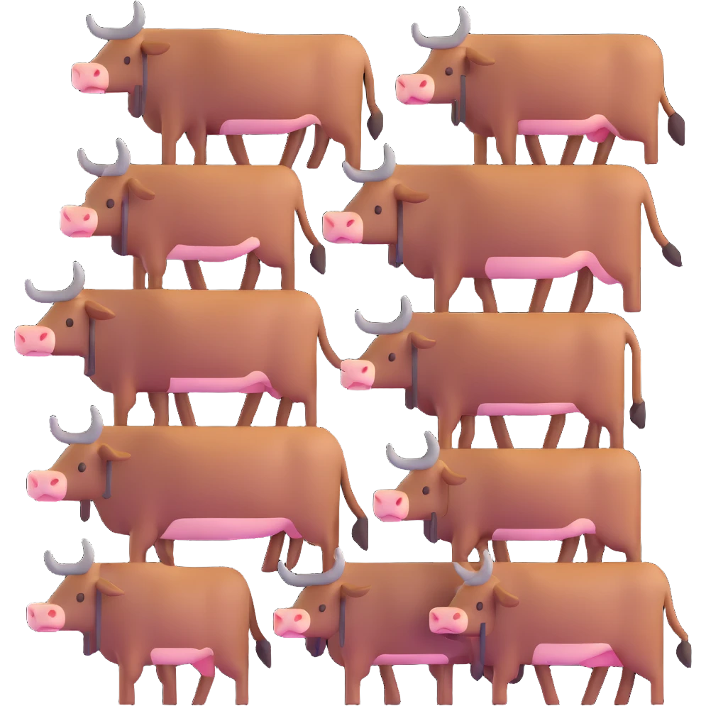 many oxen in a group emoji