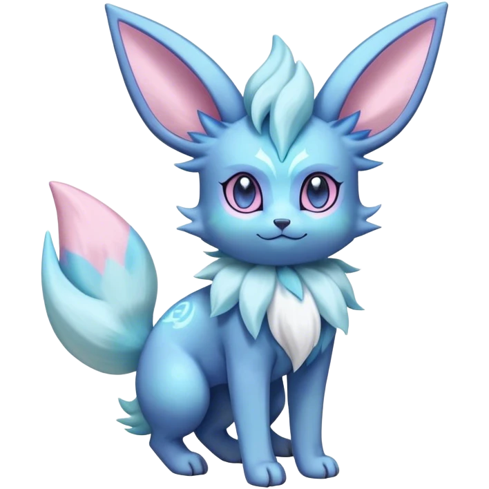 Fluffy celestial Glaceon-Espeon-Sylveon-Umbreon-hybrid, full body emoji