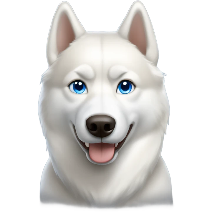 All white husky with blue eyes and a light brown nose emoji