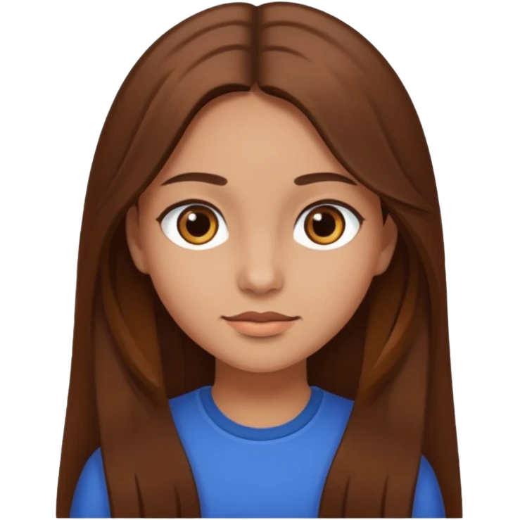 medium-skinned girl with long brown hair and brown eyes emoji