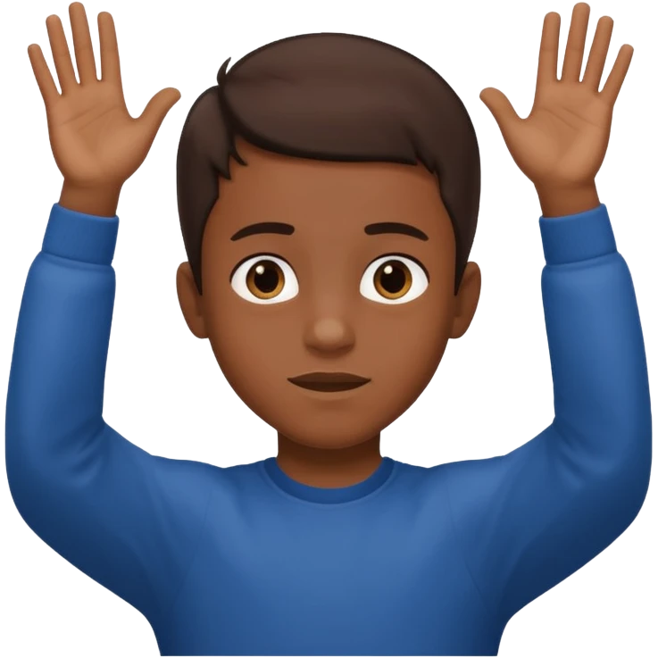 so i want to show a context sentence "what do you think"
a boy with both hand up and tilt head , showing i dont you emoji
