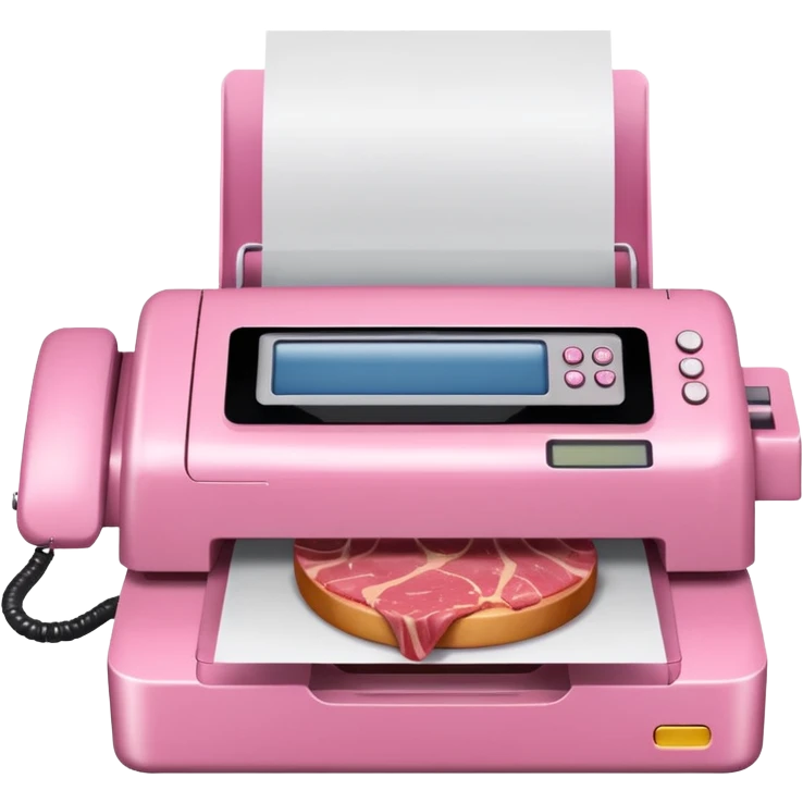 pink fax machine printing spam meat emoji