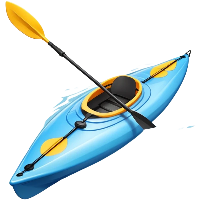 An icon showing a close-up of a sleek kayak with double-bladed paddles gliding through water. Splashes surround the boat as it cuts across a calm surface, symbolizing speed and focus. Transparent background emphasizes the dynamic and personal nature of kayak paddling. emoji