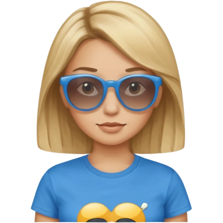 darkest blonde with highlights in blue cute t-shirt and sunglasses  emoji
