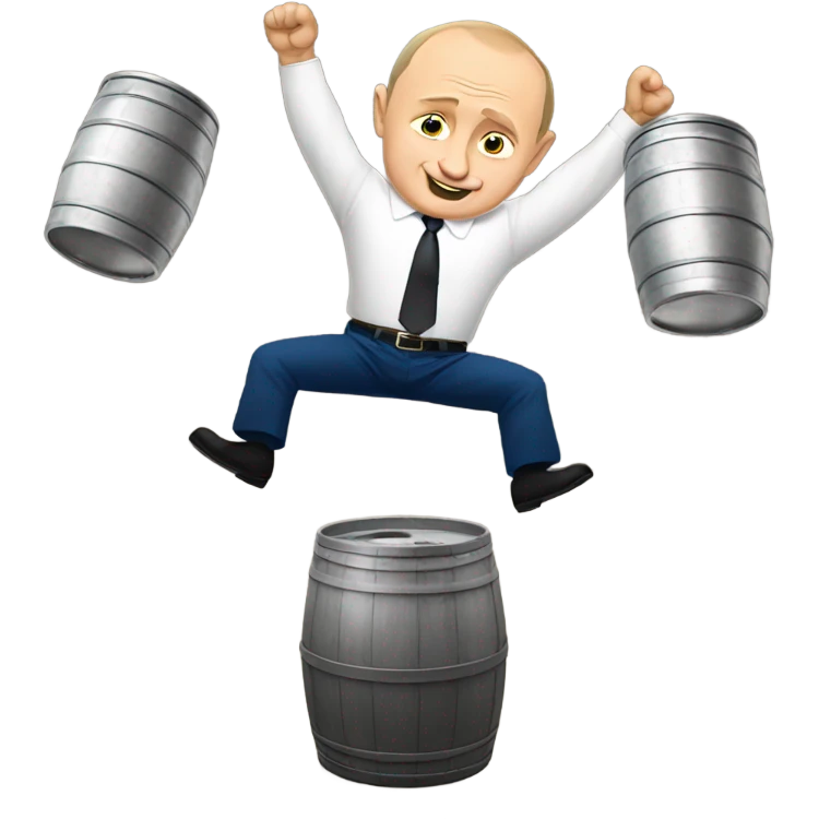 Vladimir Putin doing a keg stand emoji