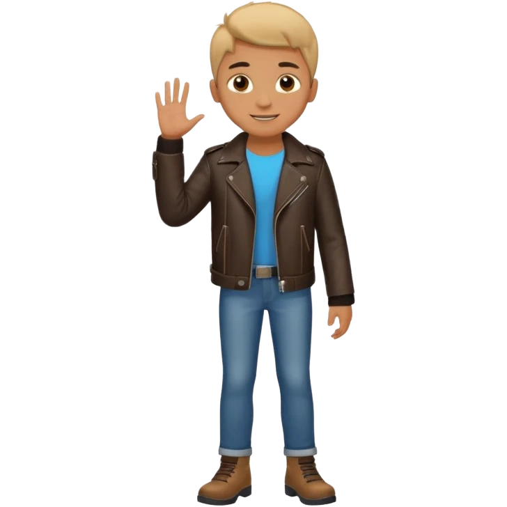 Boy in leather jocket, full body, different colors leather jocket, close up emoji