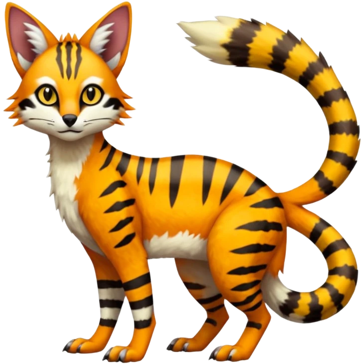 Colorful Bobcat-Sergal-Numbat-Serval-Genet-Pokémon-Digimon-Fakémon-fusion-hybrid-creature emoji