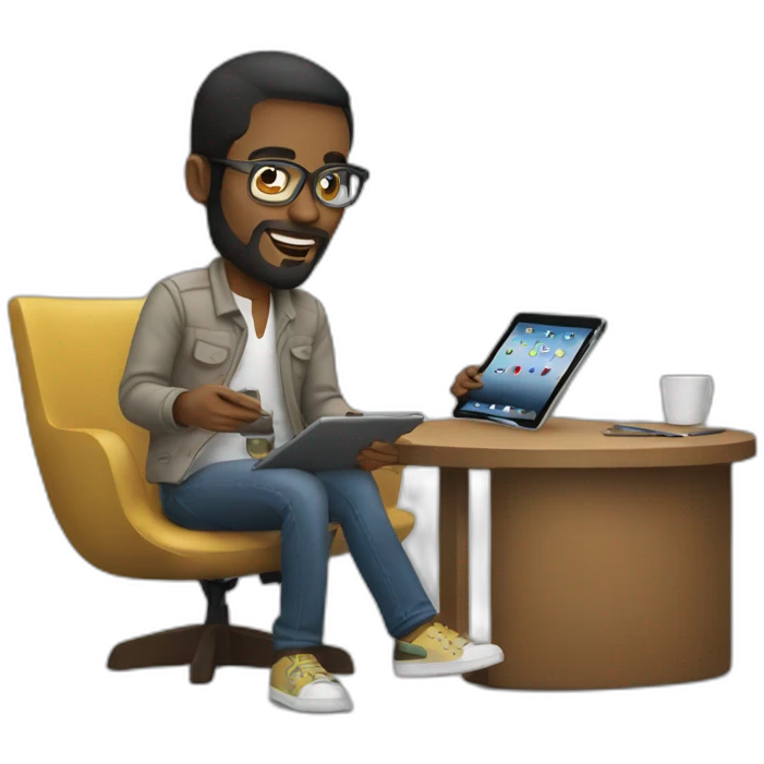 Designer with ipad emoji