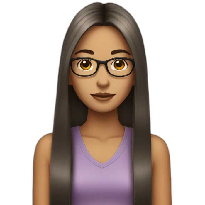 Long straight hair girl with glasses emoji