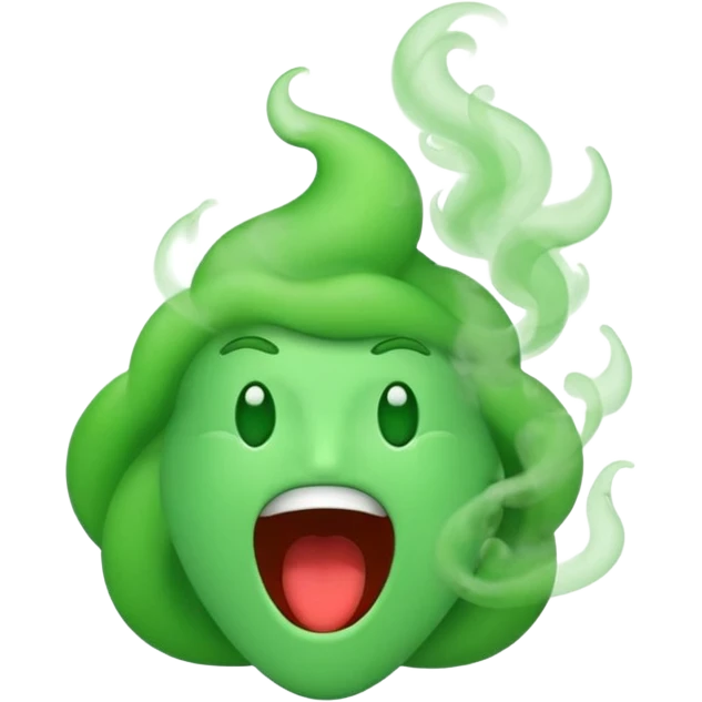 open mouth only, no face, green smoke coming out, Apple emoji style emoji