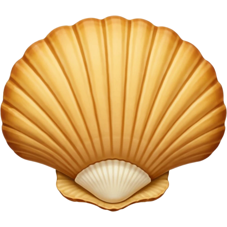 A madeleine pastry. Oval seashell shape with ONLY four to five vertical lines going in the same direction. Light golden brown. Scalloped edge. Cookie. Flat. Long. Oval shape. Lets scallops. Only four or five scalloped lines. Oblong shape. More length. Less roundness. More vertical length emoji