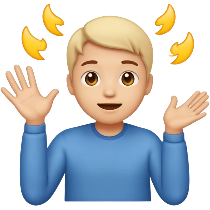 Emoji con una carita inocente, moviendo su cara y talves pegando sus manos entre su emoji