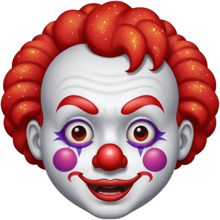 red glitter clown with the retarded facial expression emoji