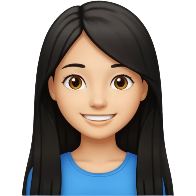 a pretty tan bratz girl with black long straight hair smiling emoji